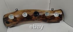 Rustic Coat & Hat Hanger Log & Crystal Doorknob Wall Mounted Handmade 25 long