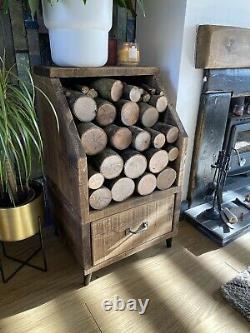 Rustic Wooden Indoor Outdoor Log Store, Log Holder, Log Burner Log Storage