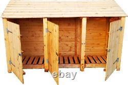SKINY Wooden Triple Log Store / Tool Store 4ft and 6 ft Outdoors