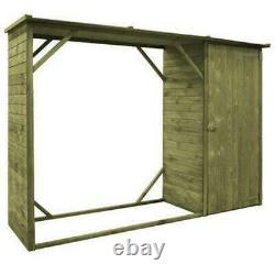 Shed Storage Wooden Garden Tools and Fire Log Store Wide Outdoor 2in1 Solid Pine