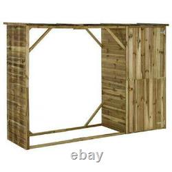 Shed Storage Wooden Garden Tools and Fire Log Store Wide Outdoor 2in1 Solid Pine
