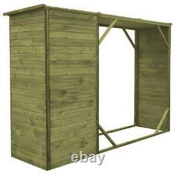 Shed Storage Wooden Garden Tools and Fire Log Store Wide Solid Pine Outdoor 2in1