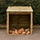 Signs & Numbers Wooden Log Store With Hinged Lid For Easy Access