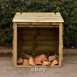 Signs & Numbers Wooden Log Store with Hinged Lid For Easy Access