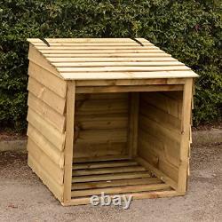 Signs & Numbers Wooden Log Store with Hinged Lid For Easy Access