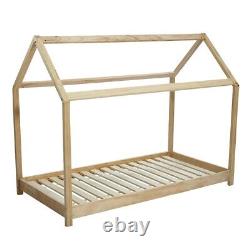 Simple Bed Solid Pine Wood Kid's Lodge Bed Frame for Baby Toddler Kid 80x160cm