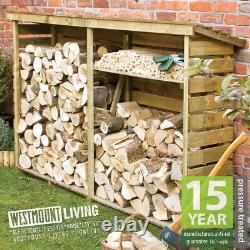 Small Large Wooden Log Stores Firewood Storage Outdoor Cover 4ft 7ft Double