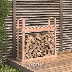 Solid Wood Firewood Rack Wooden Log Store Wood Shed Log Holder Lumber I7T6