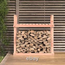 Solid Wood Firewood Rack Wooden Log Store Wood Shed Log Holder Lumber I7T6