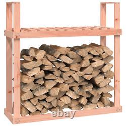 Solid Wood Firewood Rack Wooden Log Store Wood Shed Log Holder Lumber I7T6