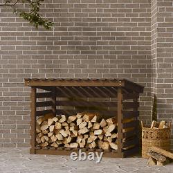 Solid Wood Pine Firewood Rack Wooden Log Store Wood Shed Log Holder Lumber H7T9