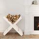 Solid Wood Pine Log Holder Wooden Firewood Rack Lumber Storage Fireplace N8o2