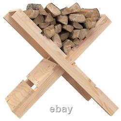 Solid Wood Pine Log Holder Wooden Firewood Rack Lumber Storage Fireplace Y0B6