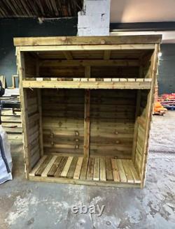 Super Heavy Duty Timber Wooden Garden Log Store Firewood Shed £250 Tanalised