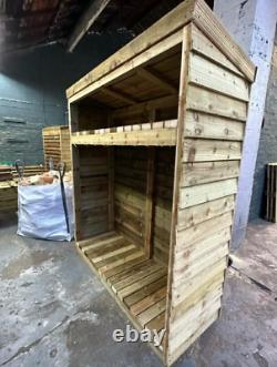 Super Heavy Duty Timber Wooden Garden Log Store Firewood Shed £250 Tanalised