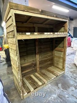 Super Heavy Duty Timber Wooden Garden Log Store Firewood Shed £250 Tanalised