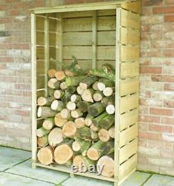 Tall Logstore Storage Firewood Rack Rustic Log Store Wooden Timber Wood Sawn