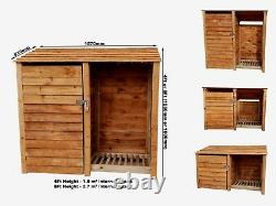 Tool Storage & Log Store Wooden (W-187cm, H-126cm/180cm, D-81cm) Green or Brown