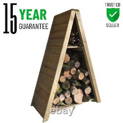 Triangular Wooden Logstore Pressure Treated Log Store 15 Year Guarantee