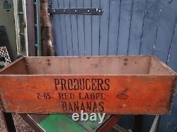 Vintage Banana Wooden Crate Red label Jamaica log store