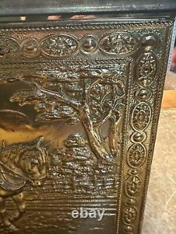 Vintage Brass Embossed Wooden Coal/log Storage Box 47x33x32cm