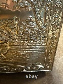 Vintage Brass Embossed Wooden Coal/log Storage Box 47x33x32cm