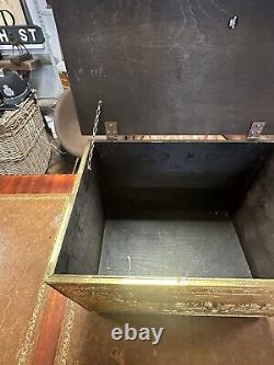 Vintage Brass Embossed Wooden Coal/log Storage Box 47x33x32cm