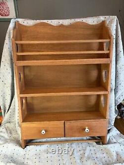 Vintage LARGE Wooden Hanging Display Wall Shelf With Cut Out Hearts On Sides