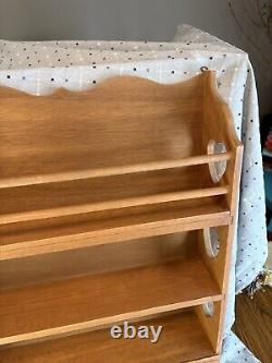 Vintage LARGE Wooden Hanging Display Wall Shelf With Cut Out Hearts On Sides