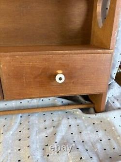 Vintage LARGE Wooden Hanging Display Wall Shelf With Cut Out Hearts On Sides