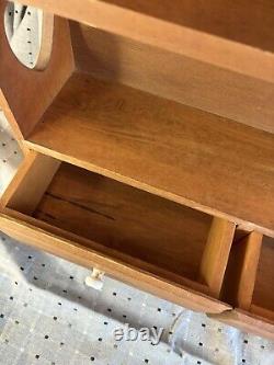 Vintage LARGE Wooden Hanging Display Wall Shelf With Cut Out Hearts On Sides