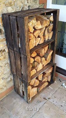 Vintage Wooden Apple Fruit Crates X 3 I Rustic Old Charector Log Store / Storage