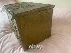 Vintage wooden coal/log/kindling storage box (metal plated) with metal intray