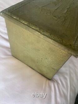 Vintage wooden coal/log/kindling storage box (metal plated) with metal intray