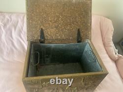 Vintage wooden coal/log/kindling storage box (metal plated) with metal intray