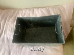 Vintage wooden coal/log/kindling storage box (metal plated) with metal intray