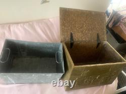 Vintage wooden coal/log/kindling storage box (metal plated) with metal intray