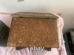 Vintage wooden coal/log/kindling storage box (metal plated) with metal intray