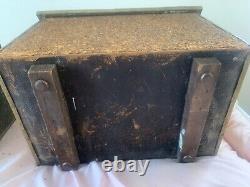 Vintage wooden coal/log/kindling storage box (metal plated) with metal intray