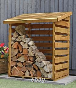 WOODEN LOGSTORE PRESSURE TREATED 3ft LOG STORAGE OUTSIDE GARDEN WOOD STORE NEW