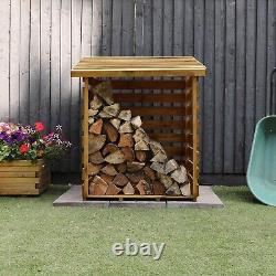 WOODEN LOGSTORE PRESSURE TREATED 3ft LOG STORAGE OUTSIDE GARDEN WOOD STORE NEW