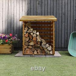 Waltons 3x3 Wooden Garden Log Storage Unit Pressure Treated Pent Roof 3ft 3ft