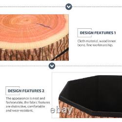 Wood Log Cushion Cushions Wooden Pile Storage Stool Compact