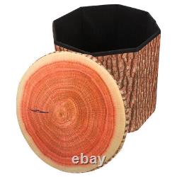 Wood Log Cushion Cushions Wooden Pile Storage Stool Compact