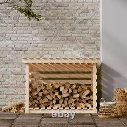 Wood Log Store Outdoor Firewood Rack Kindling Wooden Shed Garden Holder