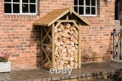 Wooden Apex Log Store 4'5 x 2'10 Medium Slatted Floor Open Back Free Delivery