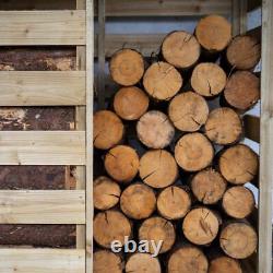 Wooden Corner Log Store 1.3 x 1.3m Pent Roof Pressure Treated Outdoor Wood Store