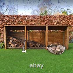 Wooden Firewood Log Storage Empingham 4ft Tall x 11ft Wide Reversed Roof Store