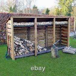 Wooden Firewood Log Storage Empingham 6ft Tall x 11ft Wide Reversed Roof Store