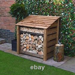Wooden Firewood Log Storage Greetham 4ft Tall x 4ft Wide Log Store CLEARANCE
